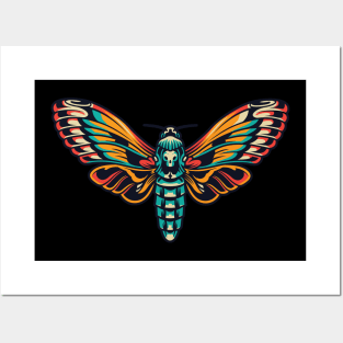 butterfly skull Posters and Art